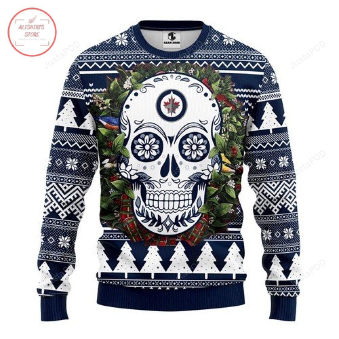 Nhl Winnipeg Jets Skull Ugly Christmas Sweater Adult 3D Funny Matching for family