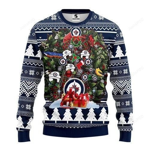 Nhl Winnipeg Jets Tree Christmas Ugly Christmas Sweater Adult 3D Funny Matching for family