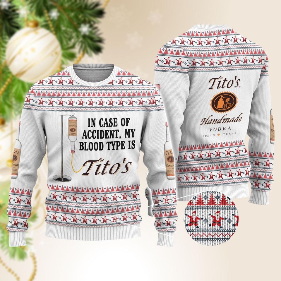 NHP102211A09 Tito Sweater Christmas, My Blood Type Is Sweater, Tito Ugly Christmas Sweater - Image 2