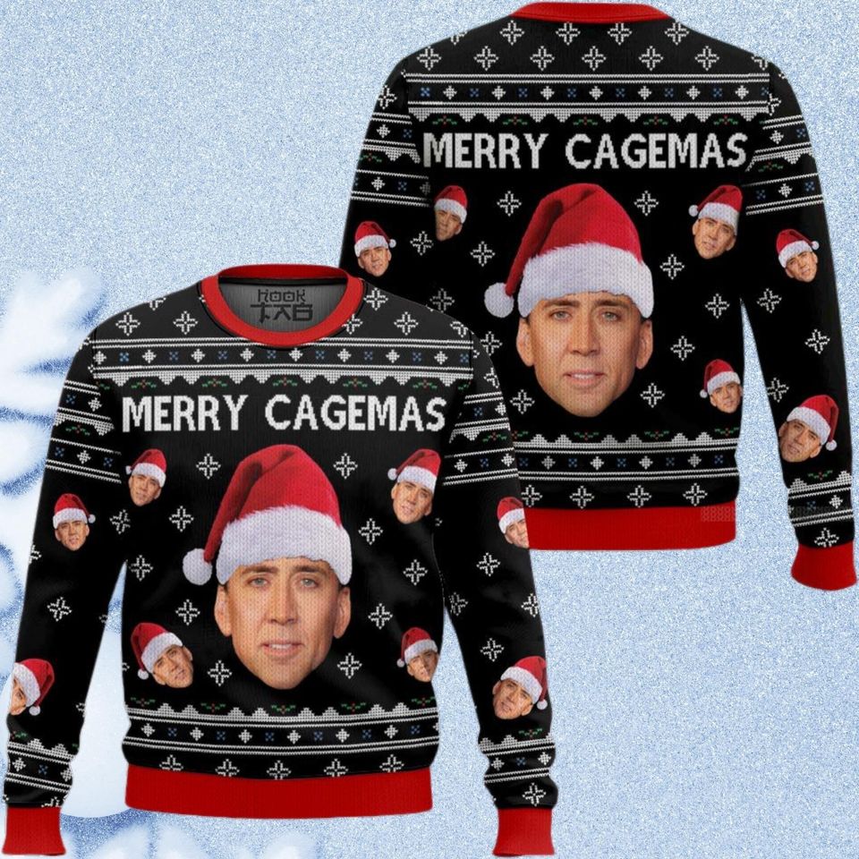 Nicolas Cage Ugly Sweater, Merry Cagemas Christmas Sweater