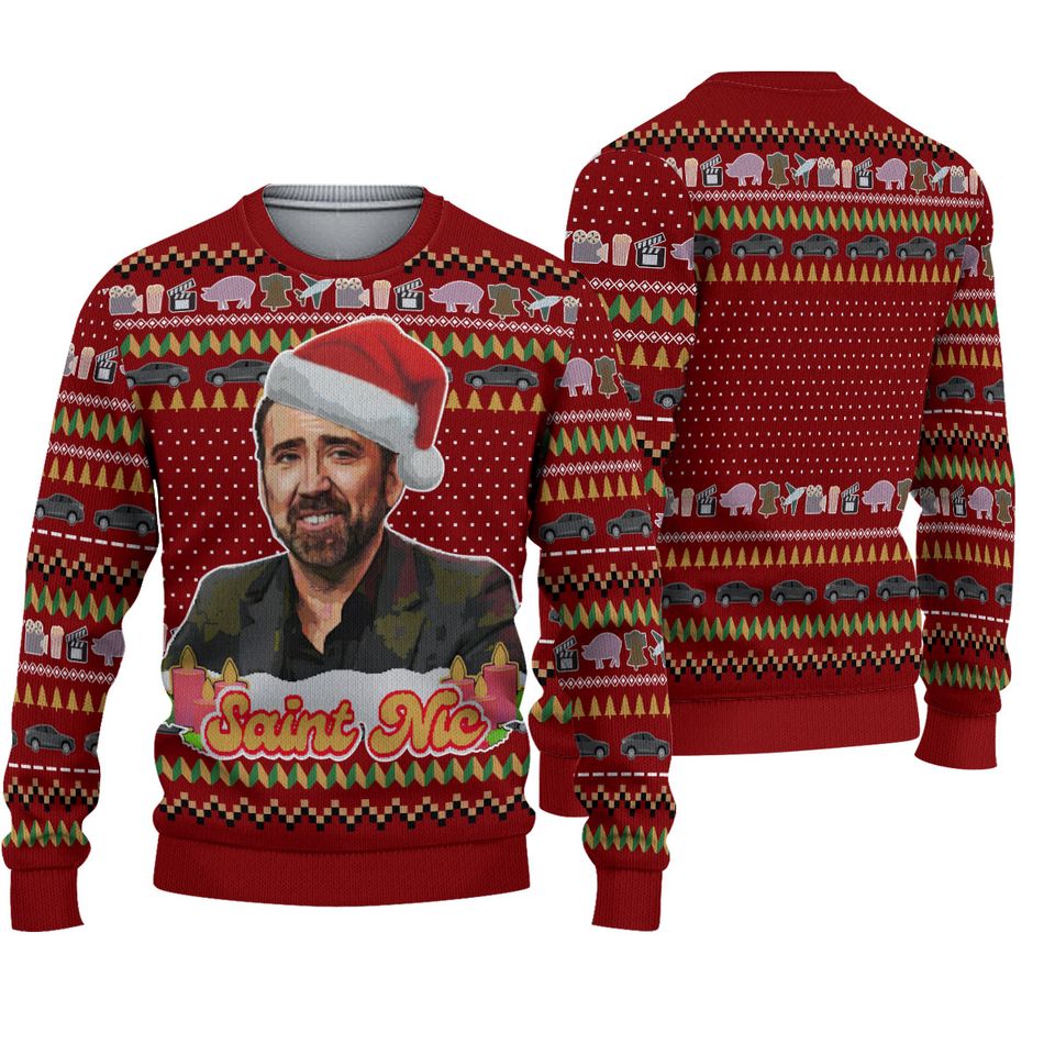 Nicolas Cage Ugly Sweater, Saint Nicholas Christmas Sweatshirt, Jolly Old St
