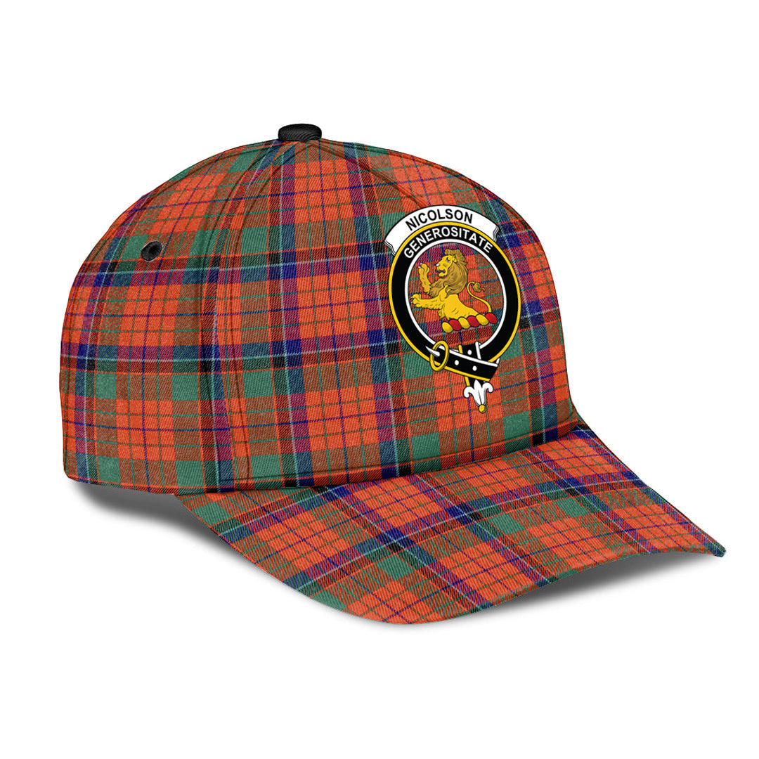 Nicolson Ancient Tartan Baseball Cap, Tartan Plaid Cap with Family Crest K23 Trucker Hats Custom Hats Gifts For Men & Women