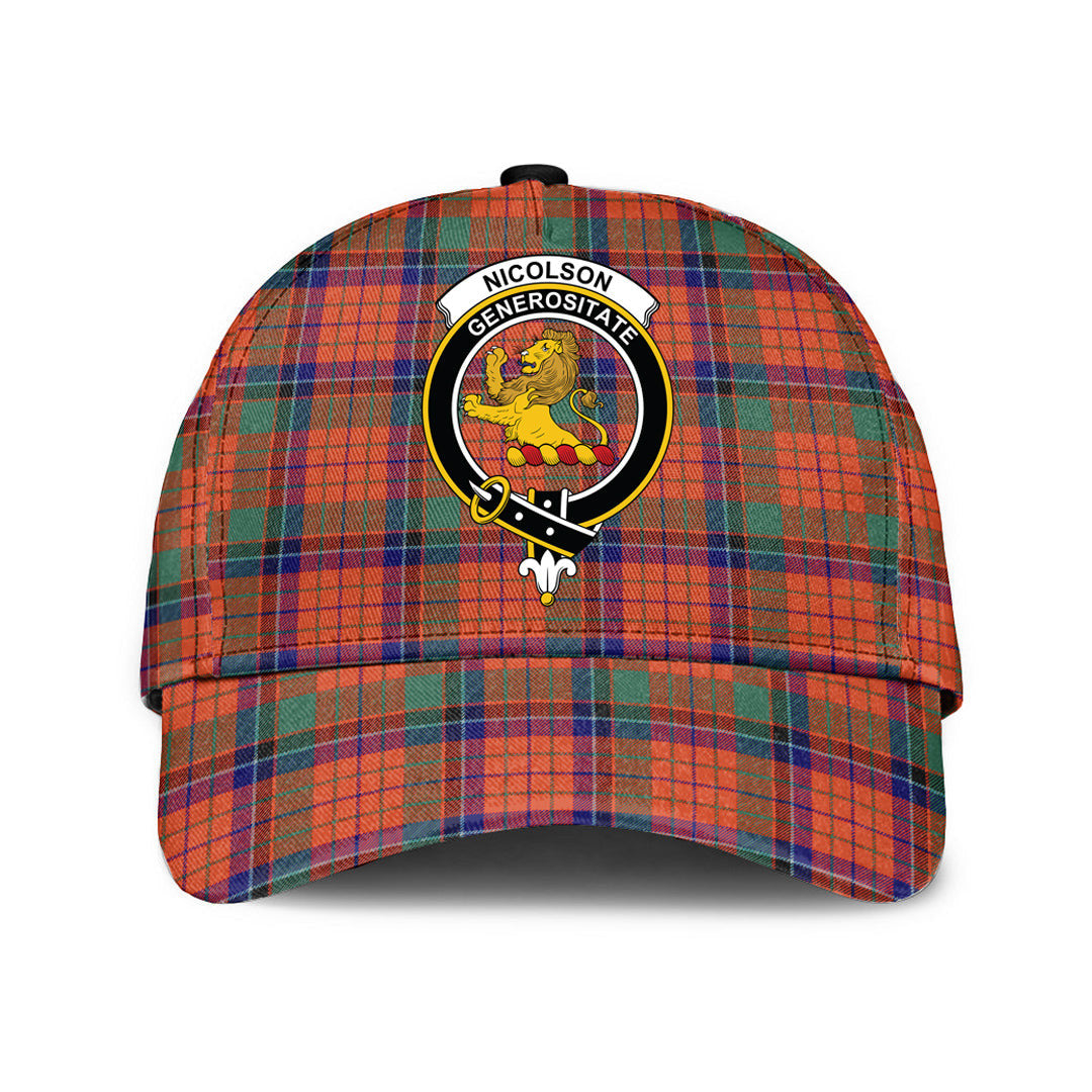 Nicolson Ancient Tartan Baseball Cap, Tartan Plaid Cap with Family Crest K23 Trucker Hats Custom Hats Gifts For Men & Women