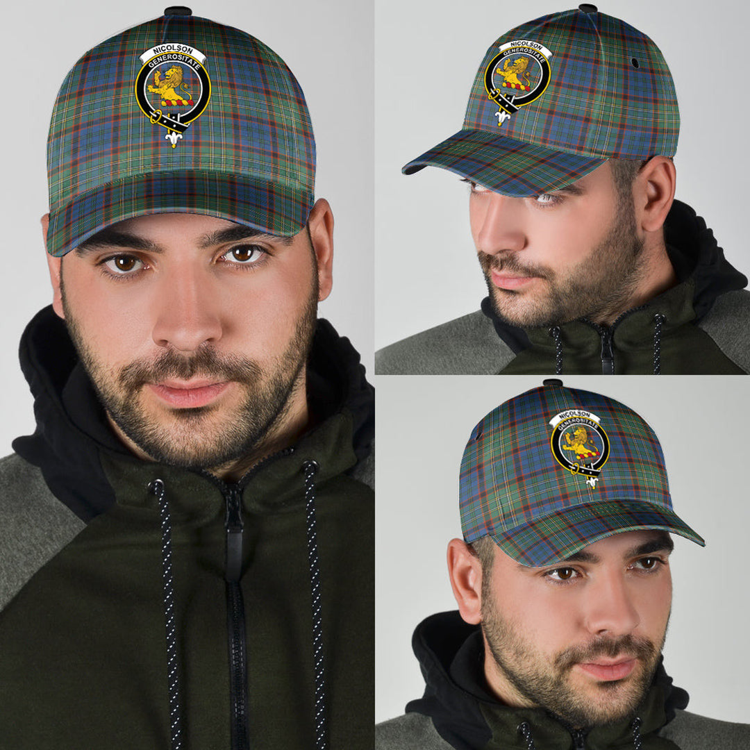 Nicolson Hunting Ancient Tartan Baseball Cap, Tartan Plaid Cap with Family Crest K23 Trucker Hats Custom Hats Gifts For Men & Women