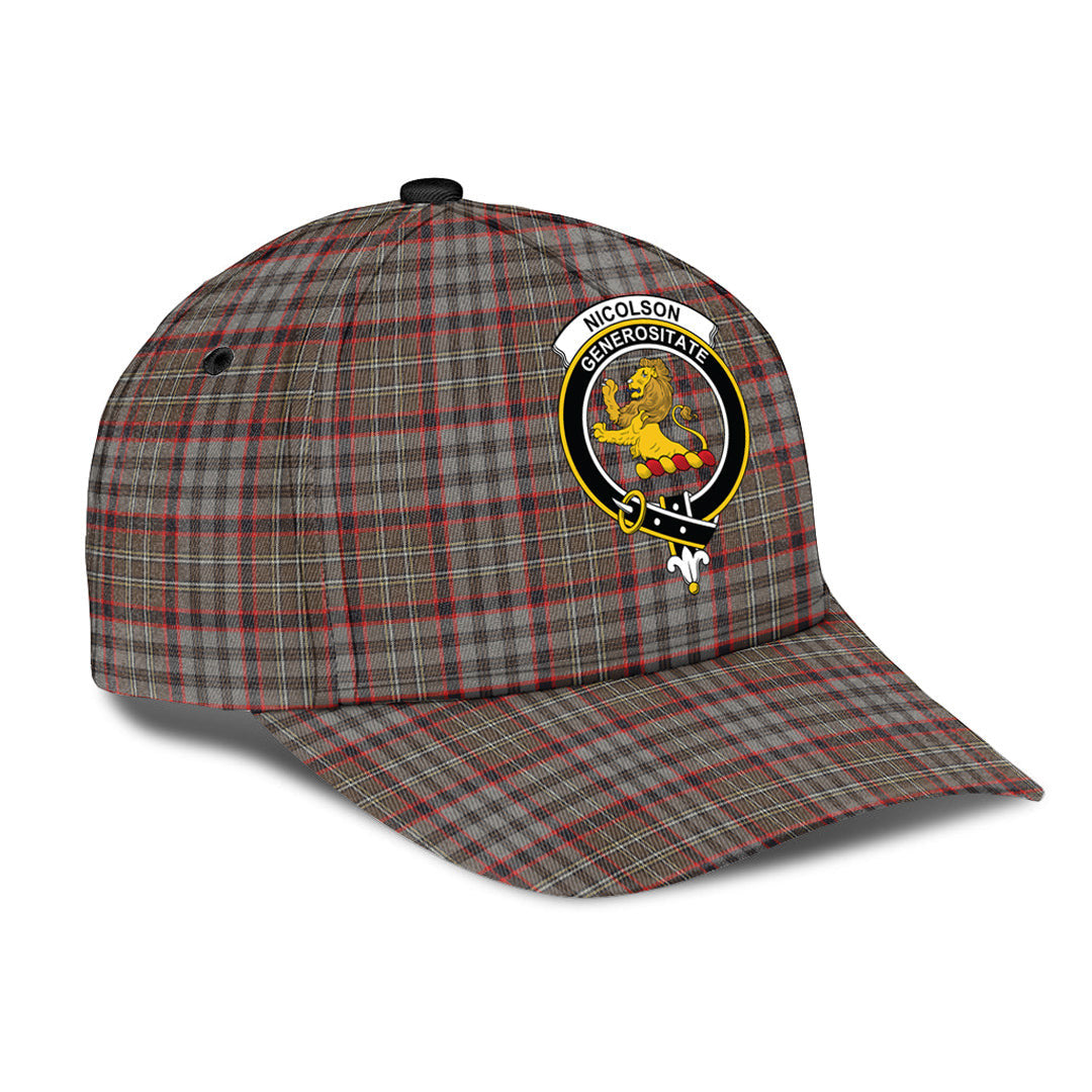 Nicolson Hunting Weathered Tartan Baseball Cap, Tartan Plaid Cap with Family Crest K23 Trucker Hats Custom Hats Gifts For Men & Women