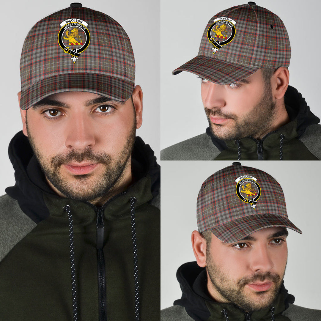 Nicolson Hunting Weathered Tartan Baseball Cap, Tartan Plaid Cap with Family Crest K23 Trucker Hats Custom Hats Gifts For Men & Women