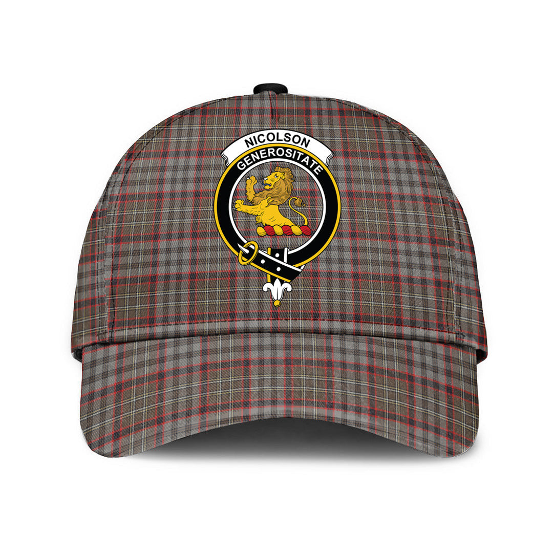 Nicolson Hunting Weathered Tartan Baseball Cap, Tartan Plaid Cap with Family Crest K23 Trucker Hats Custom Hats Gifts For Men & Women