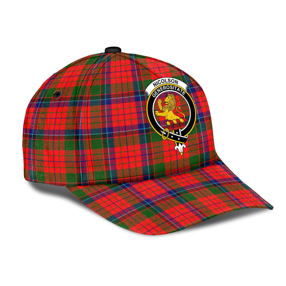 Nicolson Modern Tartan Baseball Cap, Tartan Plaid Cap with Family Crest K23 Trucker Hats Custom Hats Gifts For Men & Women