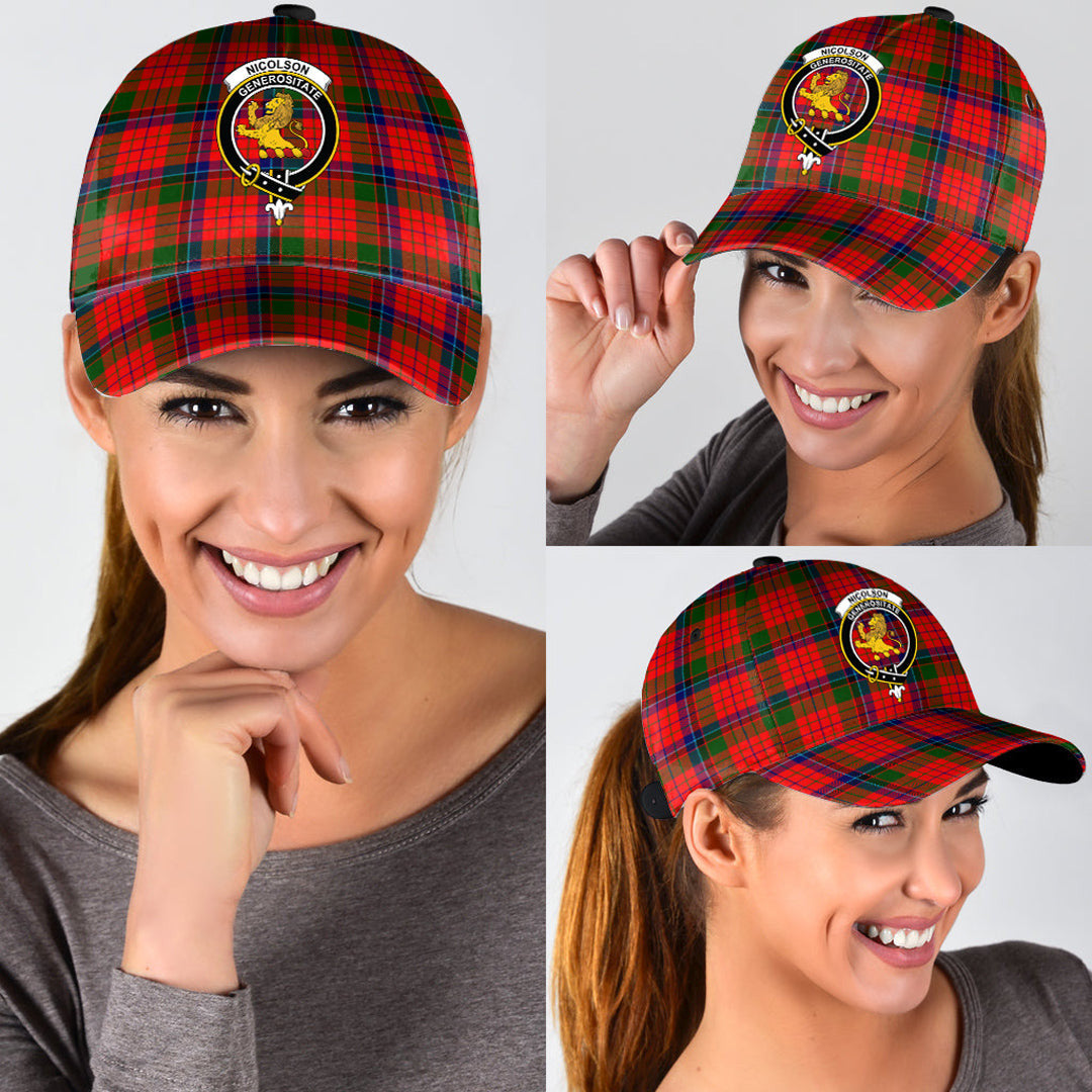 Nicolson Modern Tartan Baseball Cap, Tartan Plaid Cap with Family Crest K23 Trucker Hats Custom Hats Gifts For Men & Women