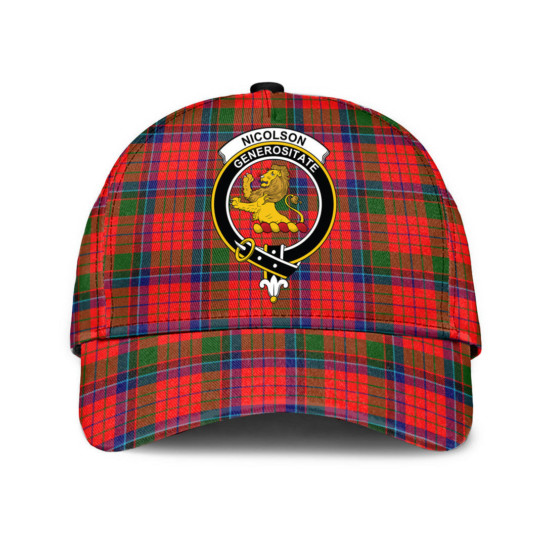 Nicolson Modern Tartan Baseball Cap, Tartan Plaid Cap with Family Crest K23 Trucker Hats Custom Hats Gifts For Men & Women