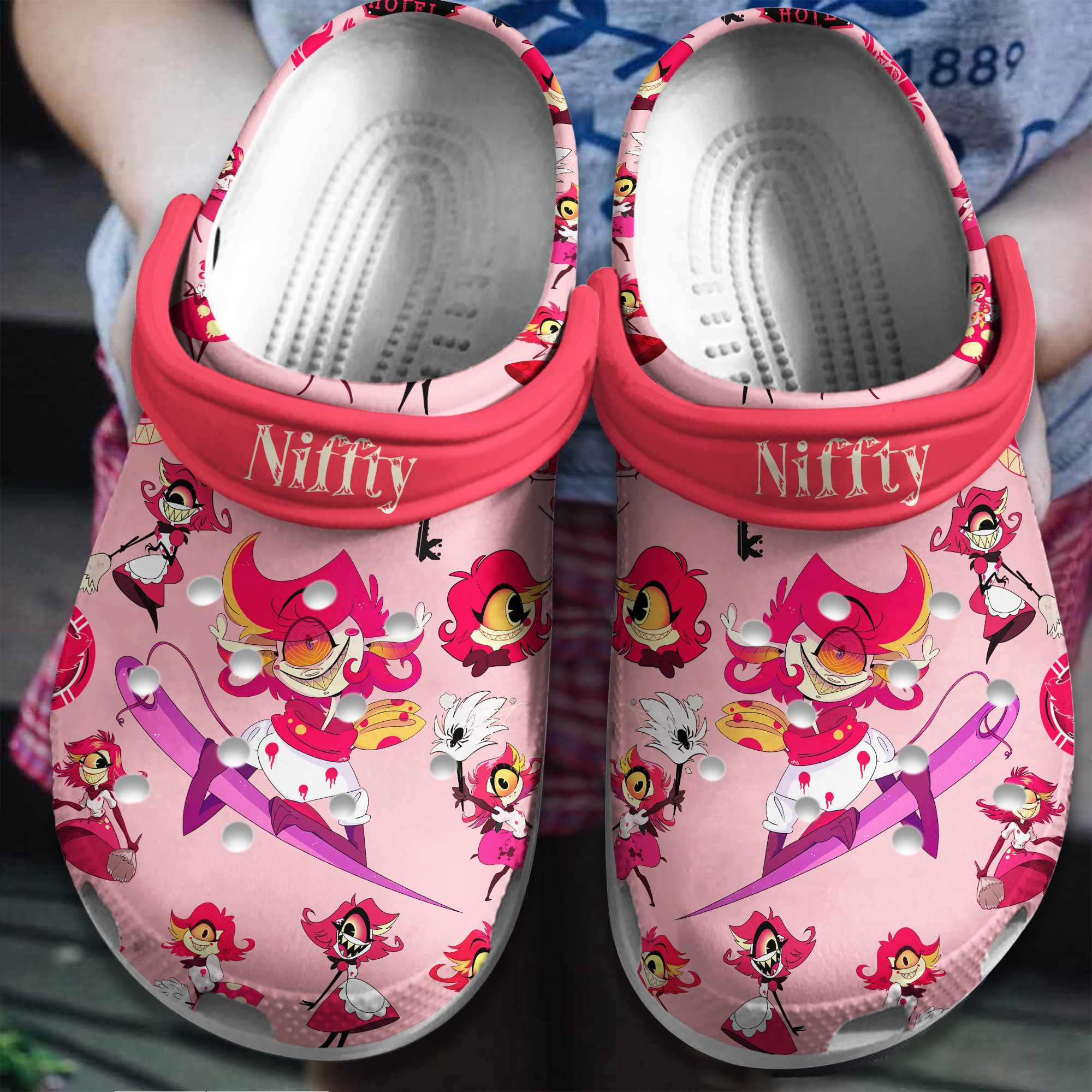 Niffty Hazbin Hotel TV Series Crocs Crocband Clogs Shoes Comfortable For Men Women and Kids