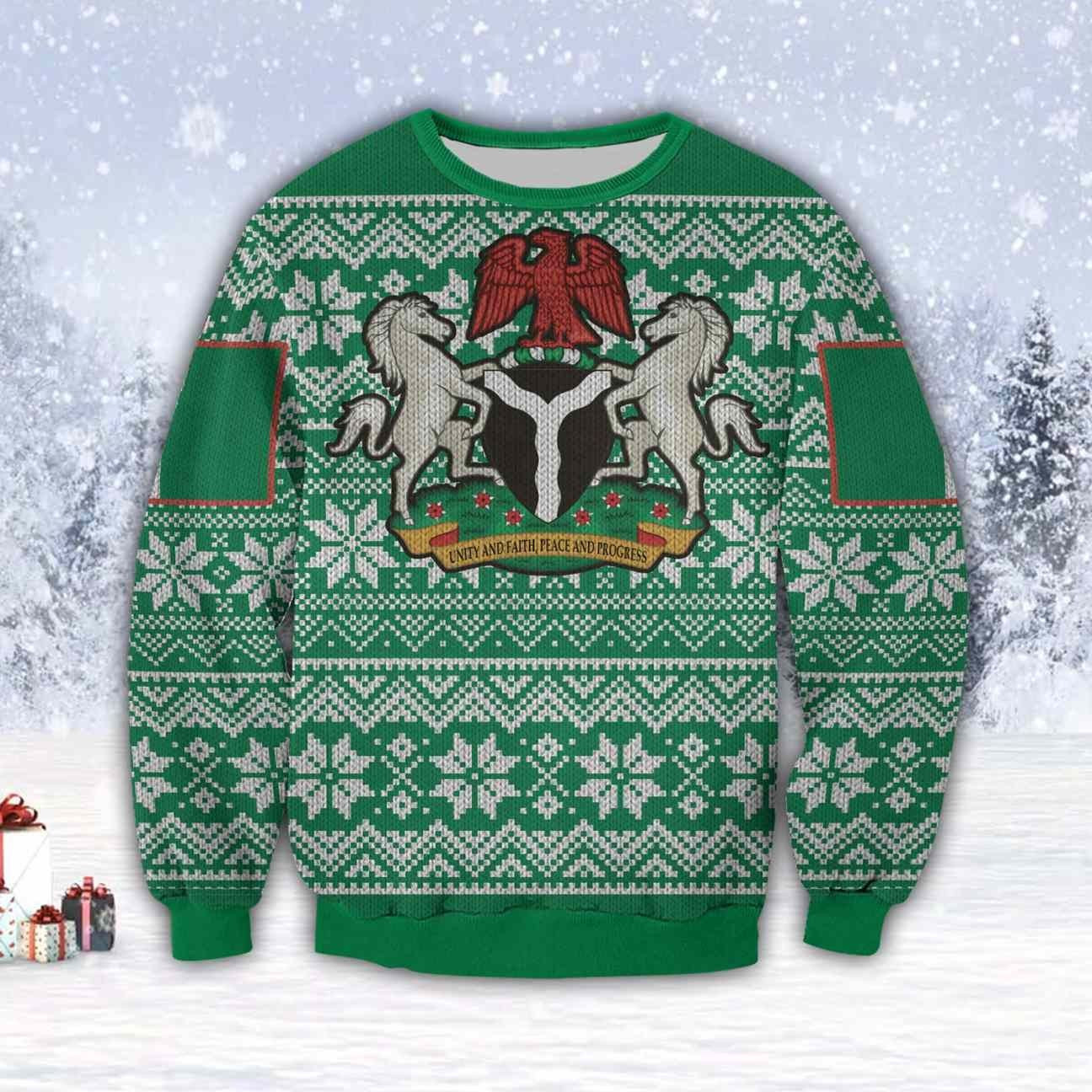 Nigeria 3D Ugly Christmas Sweater Adult 3D Funny Matching for family