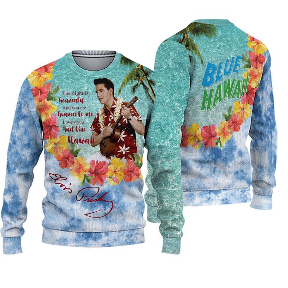 Night And You Blue Hawaii Elvis Presley Sweater, Christmas Gift