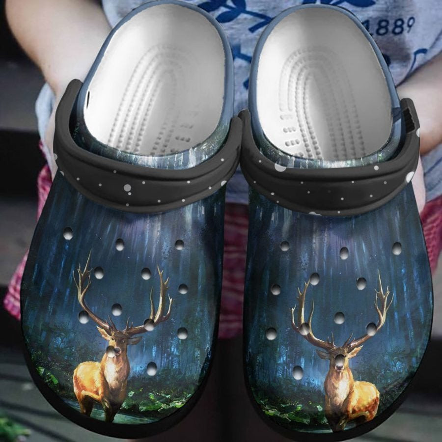Night Winter Scene With Magic Deer Shoes Clogs Birthday Gifts For Men Women