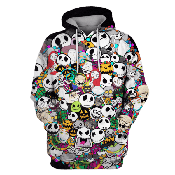 Nightmare Before Christmas Cute Jack Skellington Pattern 3D All Over Print Hoodie, Zip Hoodie