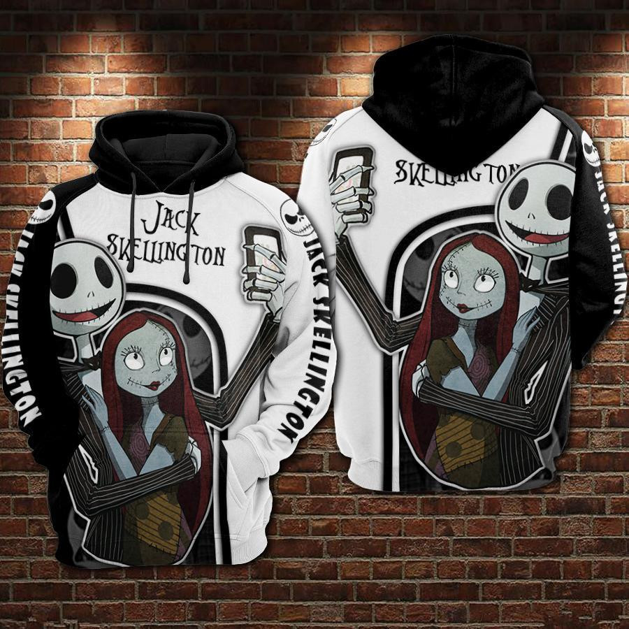 Nightmare Before Christmas Jack Sally Selfie 3D All Over Print Hoodie, Zip Hoodie