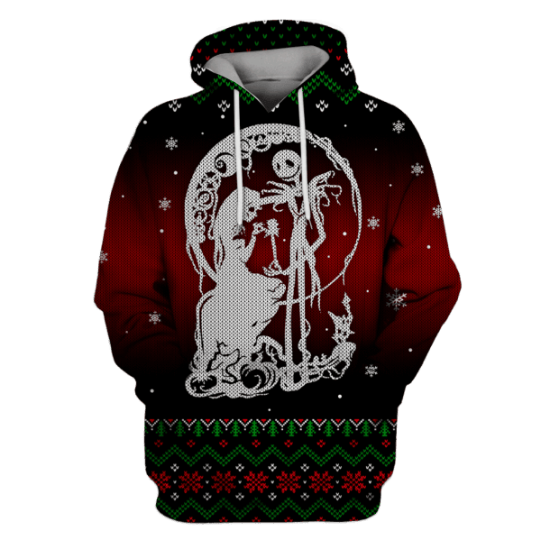Nightmare Before Christmas Jack Skellington And Sally Knitting Art 3D All Over Print Hoodie, Zip Hoodie