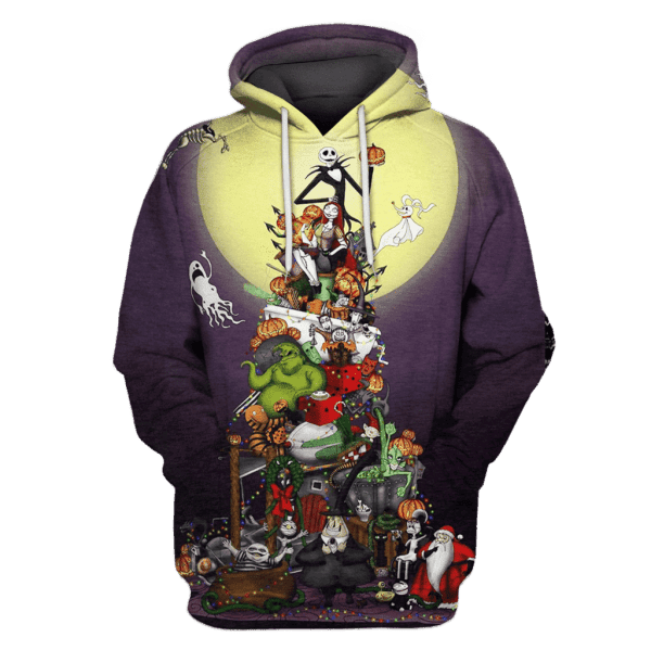 Nightmare Before Christmas Tree Jack And Sally 3D All Over Print Hoodie, Zip Hoodie