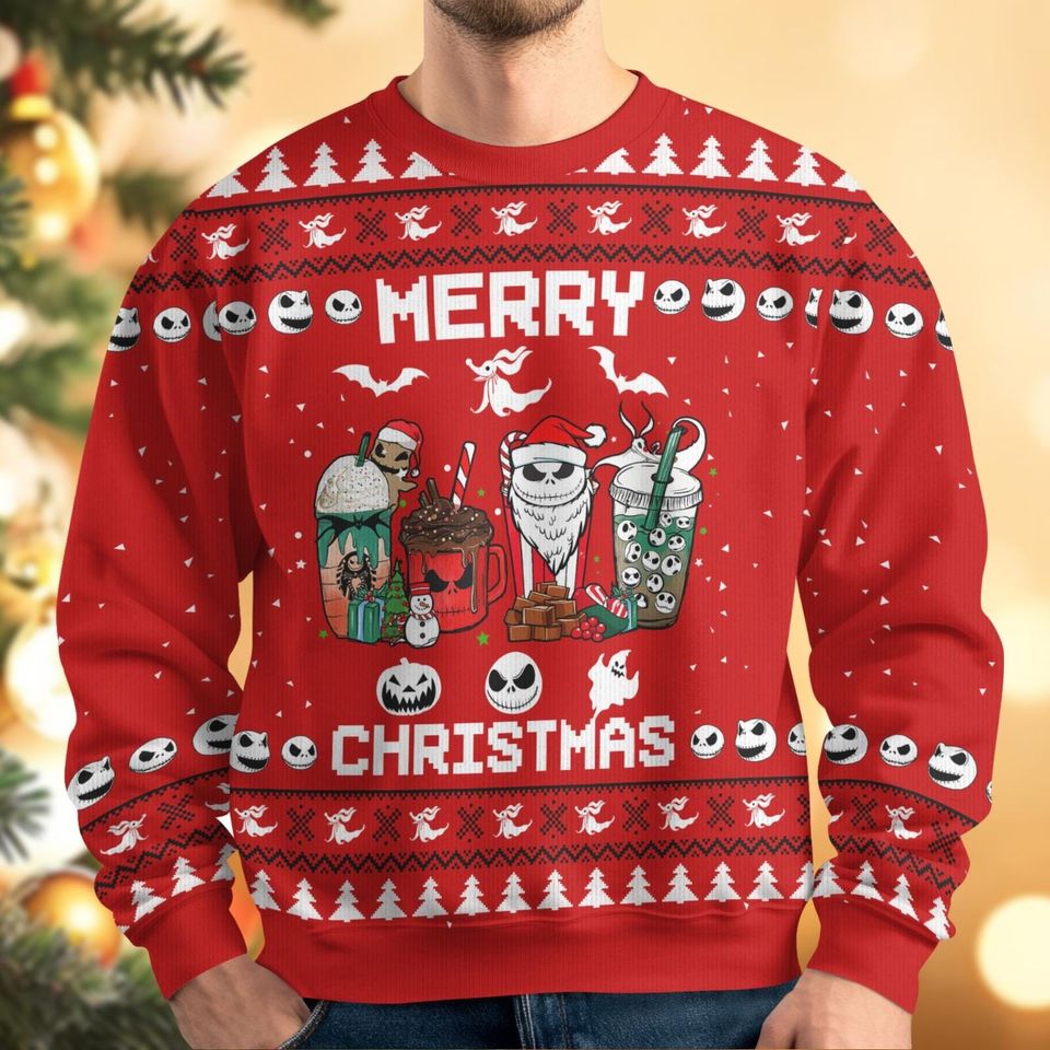 Nightmare Before Coffee Ugly ChristmasUgly Sweatshirts, Coffee Lover Gift