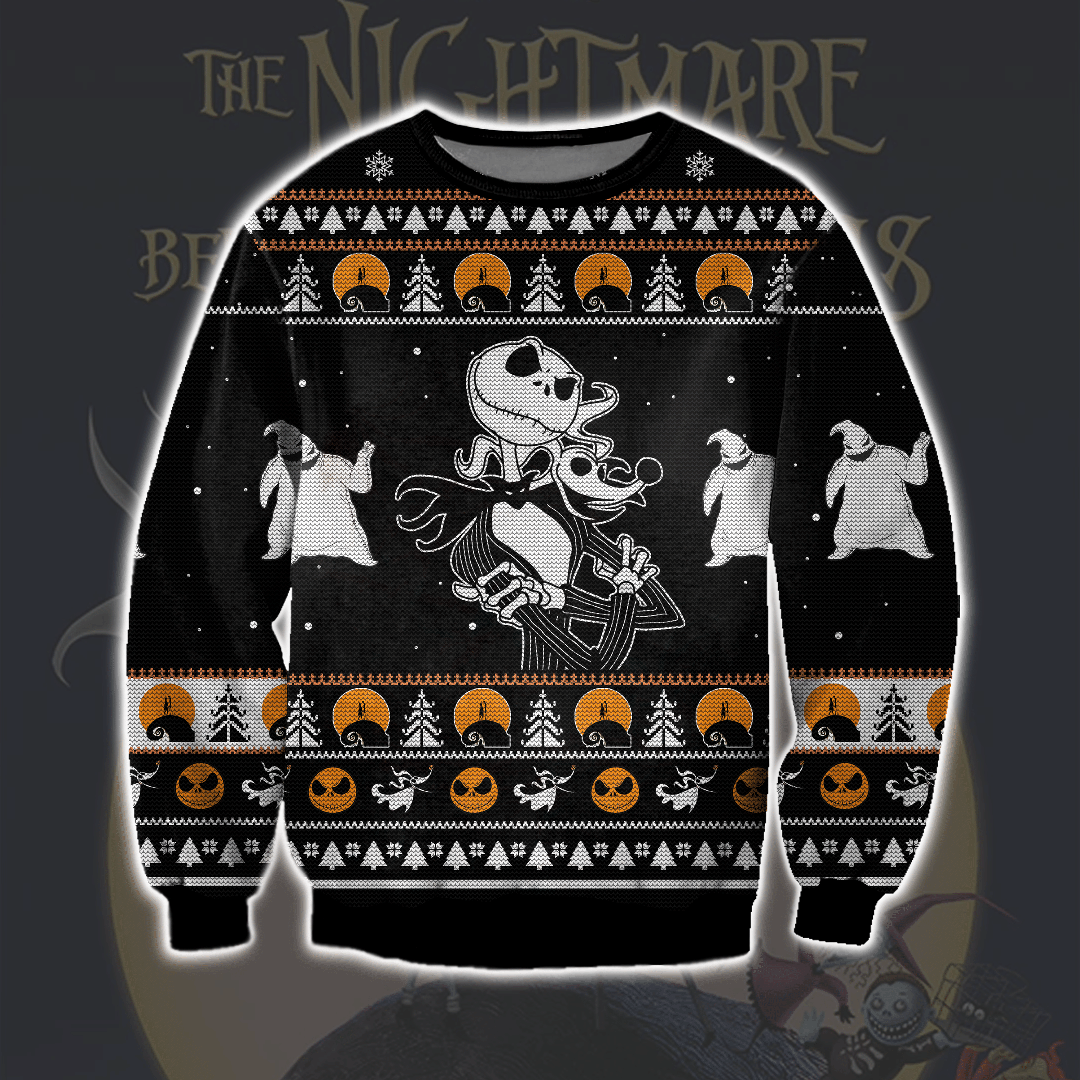 Nightmare Before X'Mas 3D Print Ugly Christmas Sweater Adult 3D Funny Matching for family