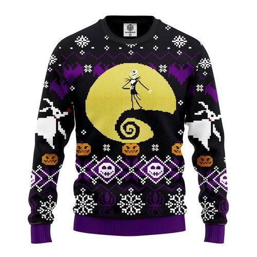 Nightmare Before Xmas Ugly Christmas Sweater Adult 3D Funny Matching for family