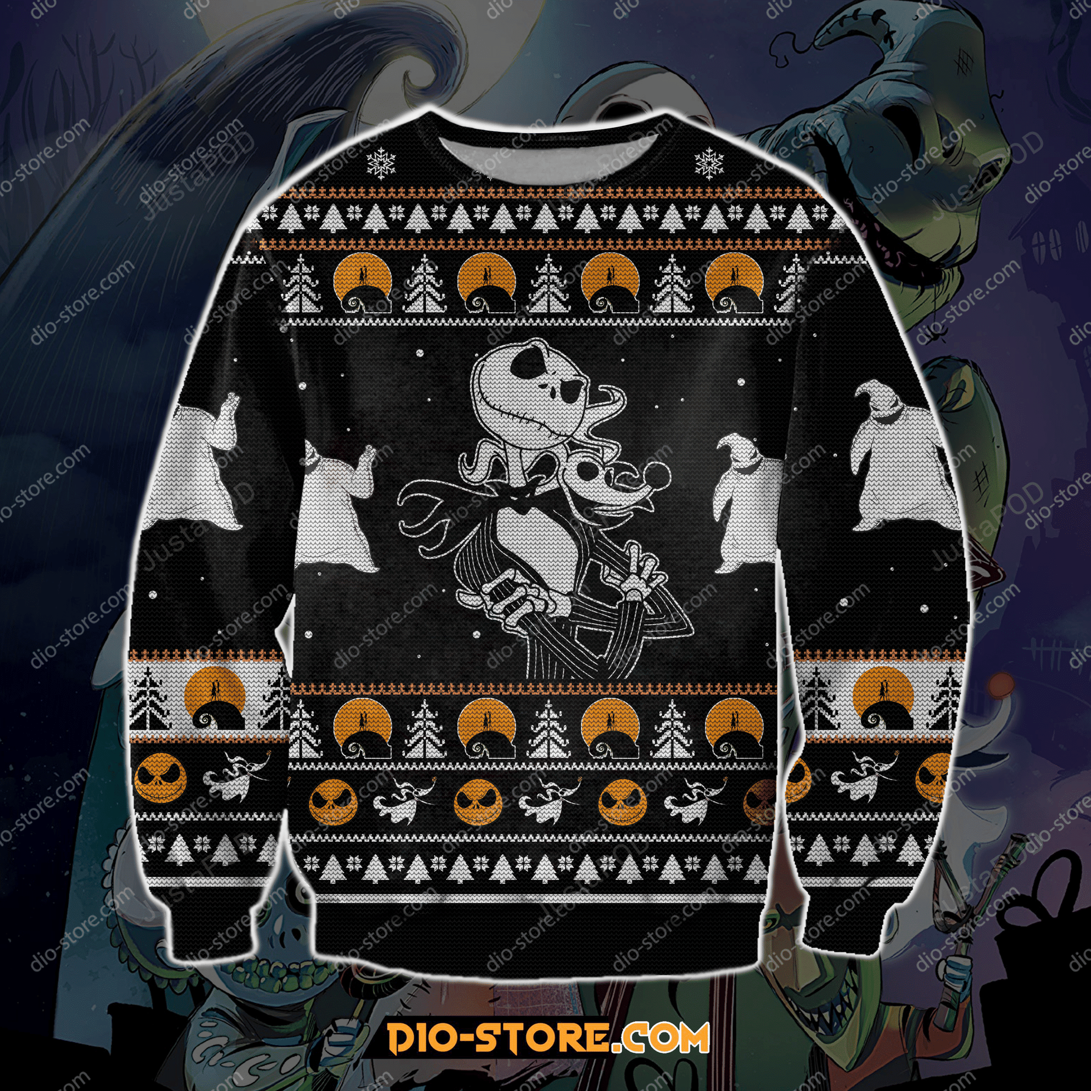Nightmare Before Xmas Ugly Christmas Sweater Adult 3D Funny Matching for family