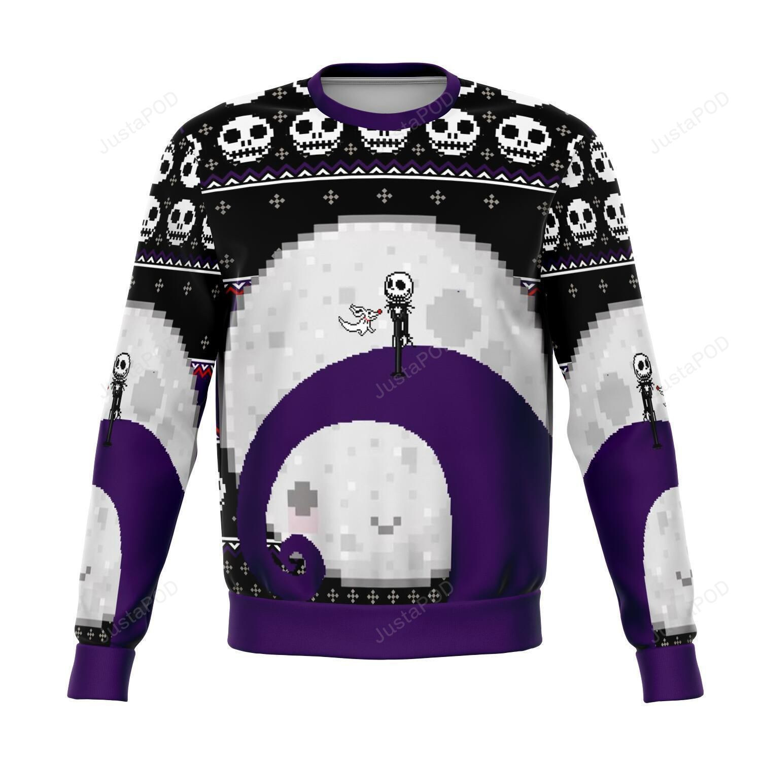 Nightmare Jack Moon Ugly Christmas Sweater Adult 3D Funny Matching for family