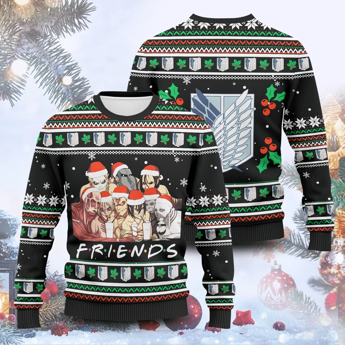 Nine Titans Friends Ugly Christmas Sweater Adult 3D Funny Matching for family