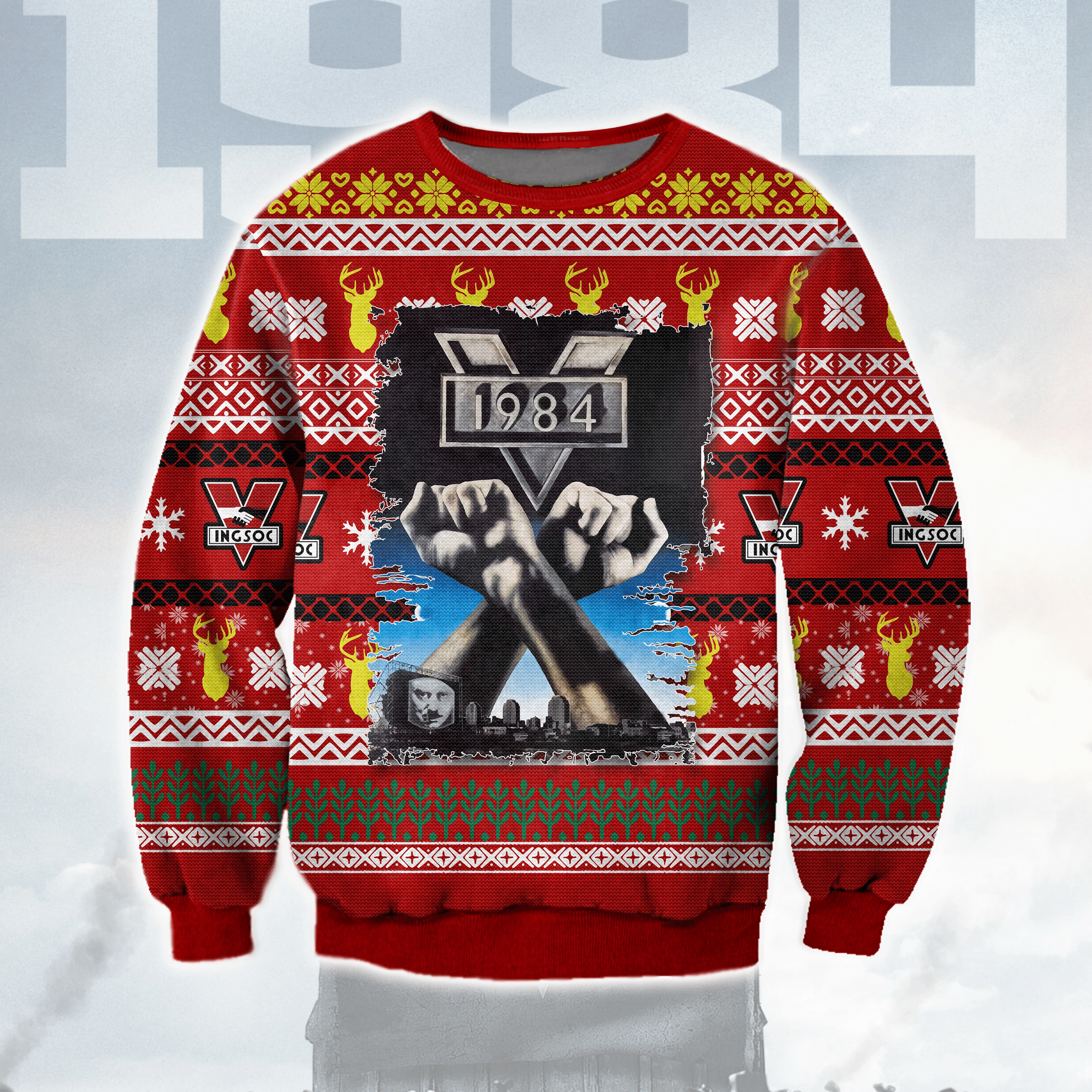 Nineteen Eighty-Four Ugly Christmas Sweater Adult 3D Funny Matching for family