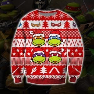 Ninja Turtles Christmas Ugly Christmas Sweater Adult 3D Funny Matching for family