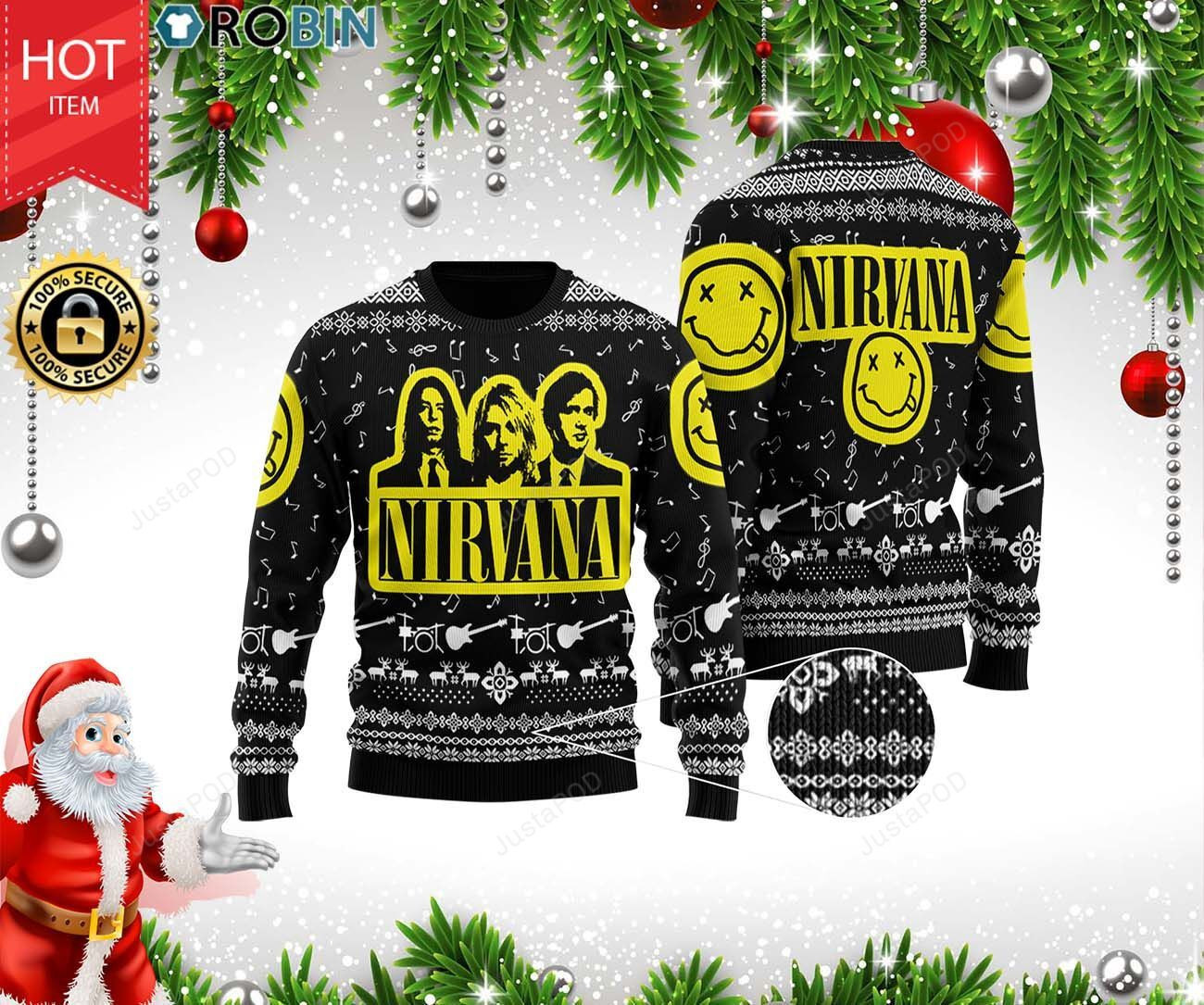 Nirvana Band Ugly Christmas Sweater Adult 3D Funny Matching for family