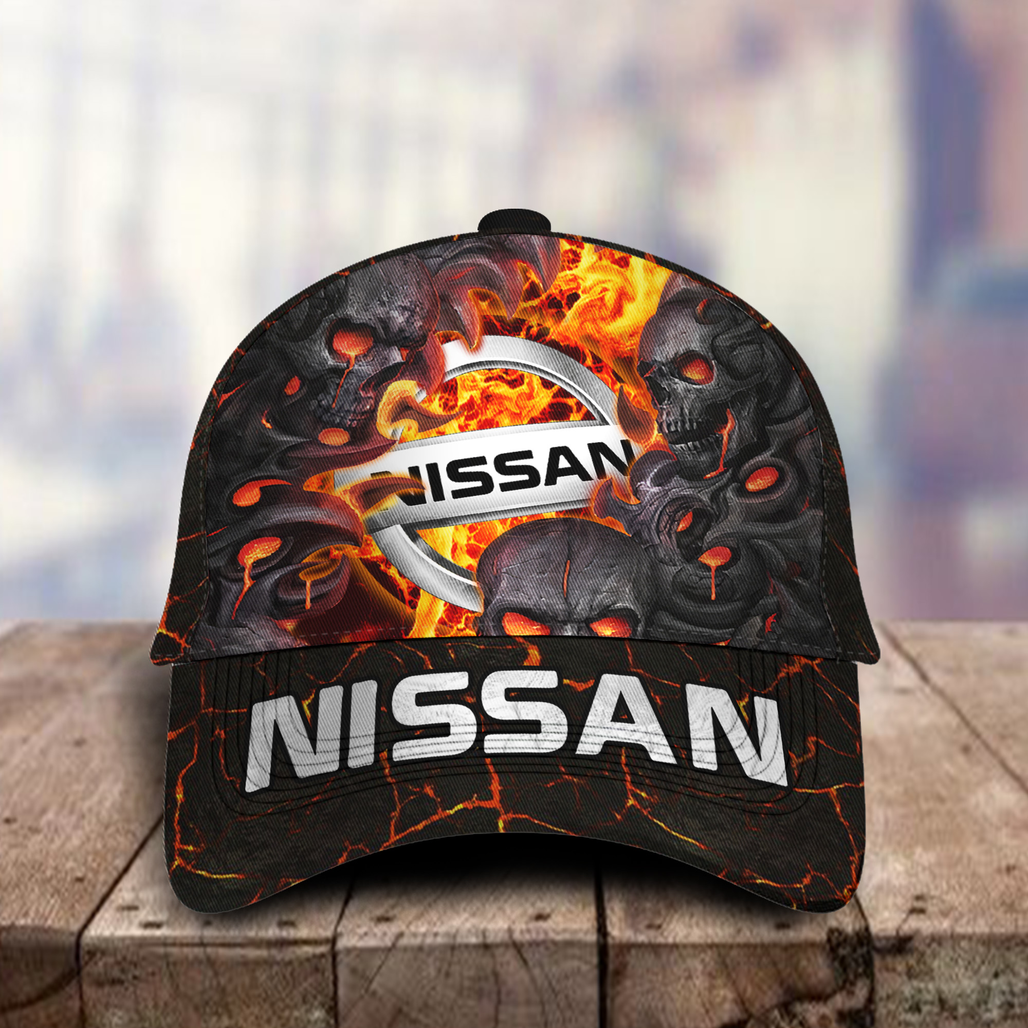Nissan 3D Classic Cap Skull Fire Car Motor Brand Hats Trucker Hats Custom Hats Gifts For Men & Women
