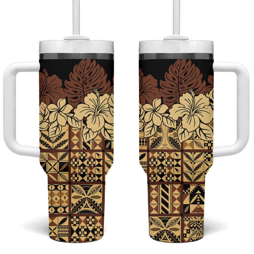 Niue Hiapo Motif Tapa Classic Black Custom Stanley Cup 40 oz 30 oz Tumbler With HandleTVC2301375