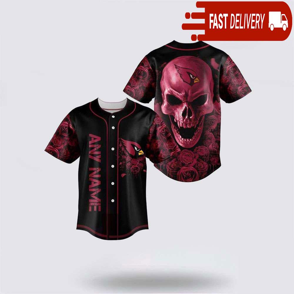 NLF Arizona Cardinals Skull Flower 3D Baseball Jersey Football Gift