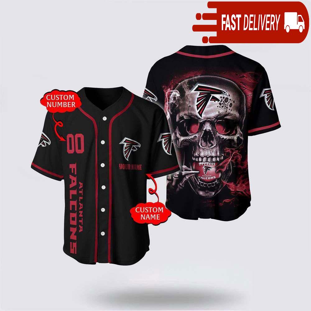 NLF Atlanta Falcons Baseball Jersey 3D Personalized Skull Shirt For Your Football Team