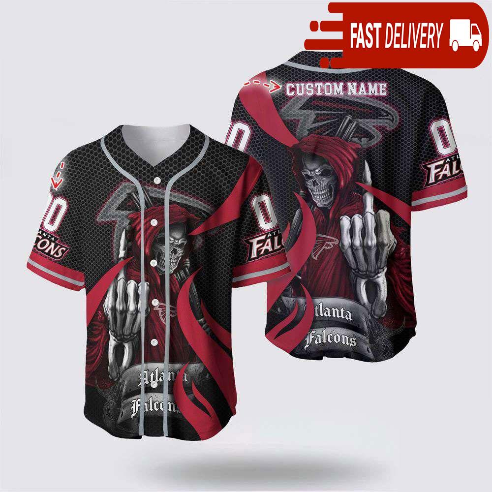 NLF Atlanta Falcons Grim Reaper Personalized Baseball Jersey Gift For Your Squad