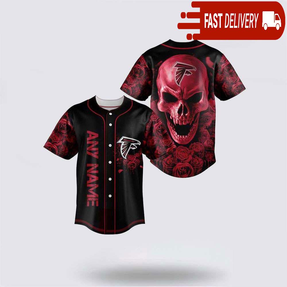 NLF Atlanta Falcons Skull Flower 3D Baseball Jersey Football Gift