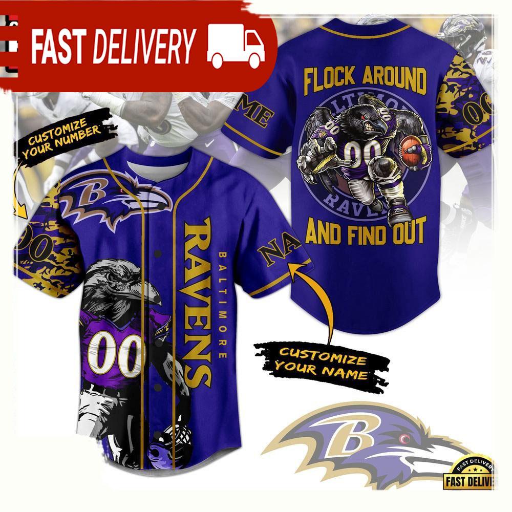 NLF Baltimore Ravens Flock Around And Find Out Personalized Number Baseball Jersey