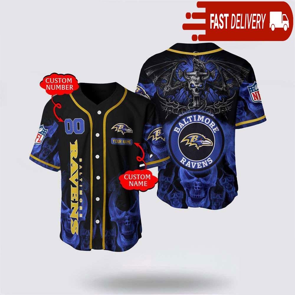 NLF Baltimore Ravens Personalized Baseball Jersey With Name And Number