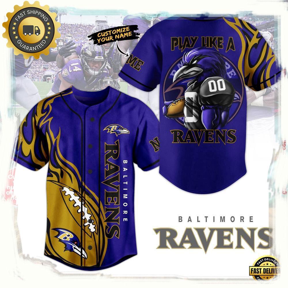 NLF Baltimore Ravens Play Like A Ravens Personalized Baseball Jersey