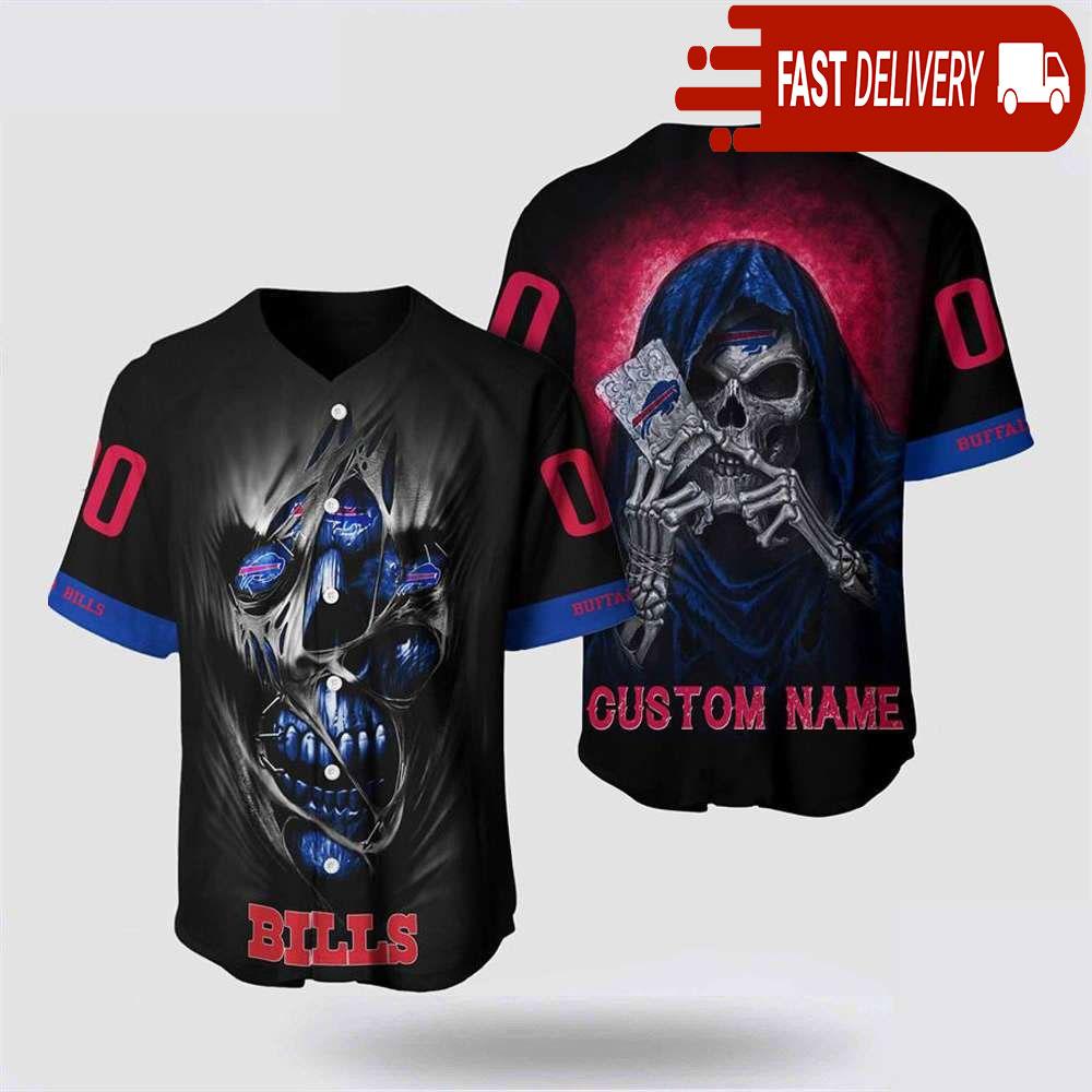 NLF Buffalo Bills Baseball Jersey Alchemy Grim Reaper Design Your Own Shirt