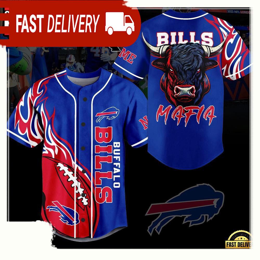 NLF Buffalo Bills Mascot Mafia Personalized Baseball Jersey