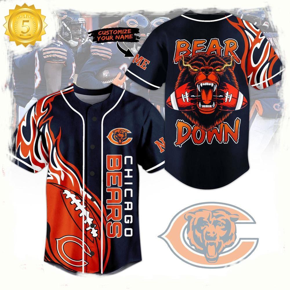 NLF Chicago Bears Mascot Crazy Down Personalized Baseball Jersey
