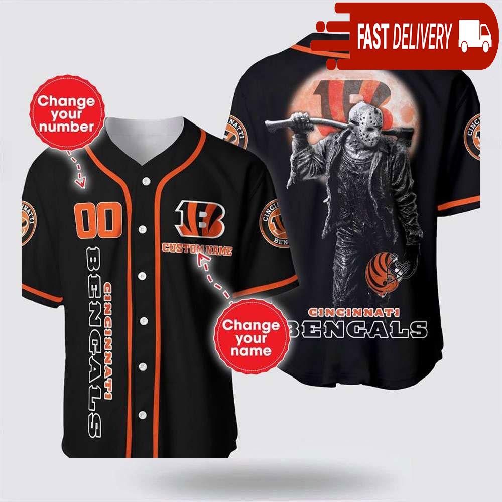 NLF Cincinnati Bengals Jason Voorhees Personalized Baseball Jersey 3D Horror Shirt