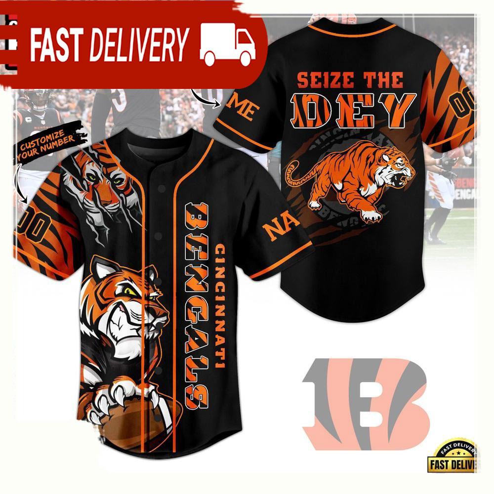 NLF Cincinnati Bengals Seize The Dey Personalized Number Baseball Jersey