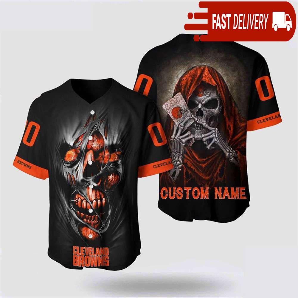 NLF Cleveland Browns Baseball Jersey Alchemy Grim Reaper Design Your Own Shirt