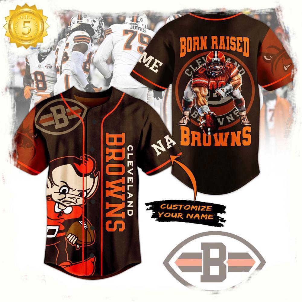 NLF Cleveland Browns Born Raised Browns Personalized Baseball Jersey