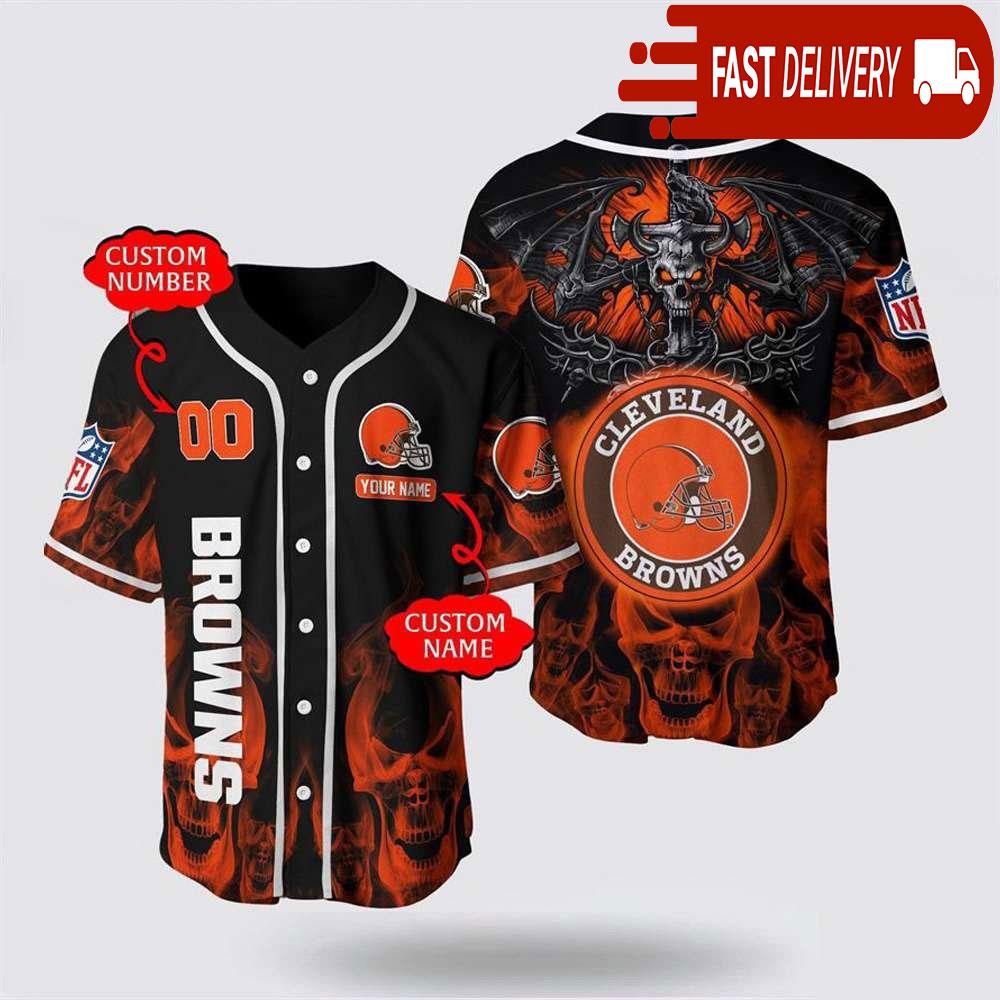 NLF Cleveland Browns Personalized Baseball Jersey With Name And Number
