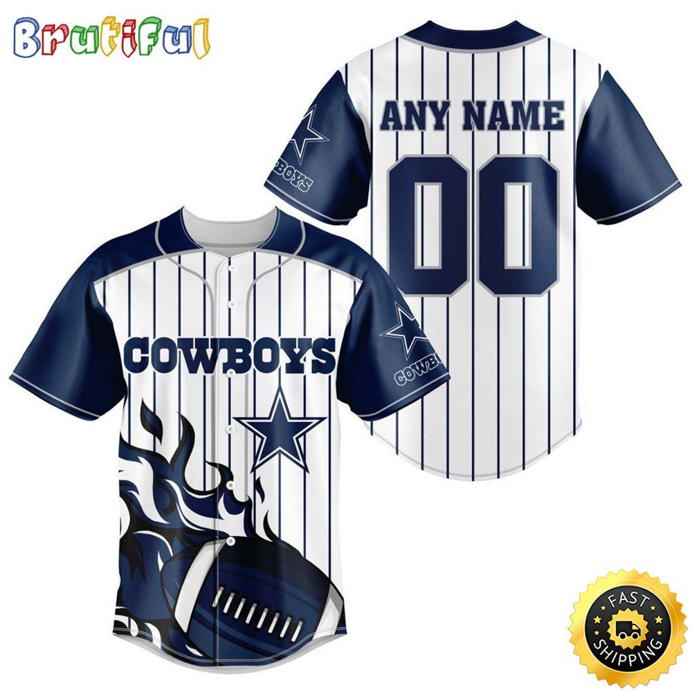 NLF Dallas Cowboys Baseball Jersey 3D Personalized Customization Options Available