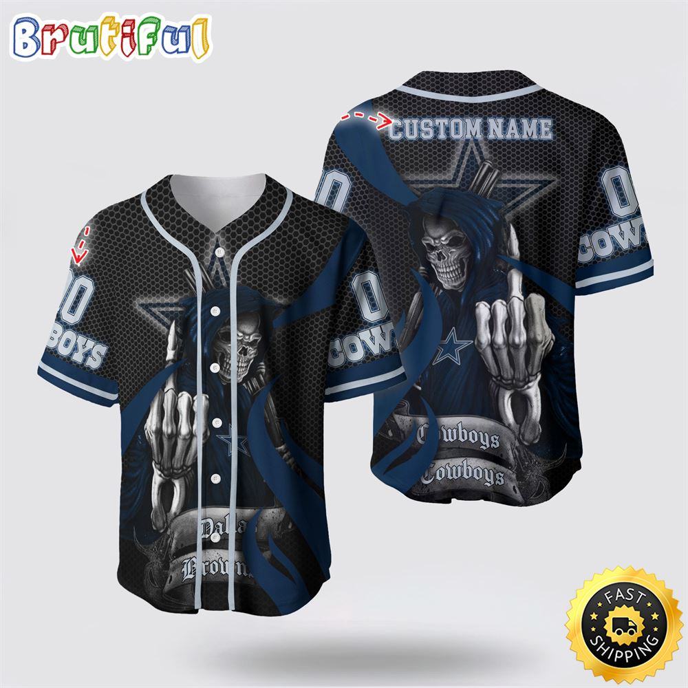 NLF Dallas Cowboys Baseball Jersey 3D Personalized Skull Gear Up For Game Day